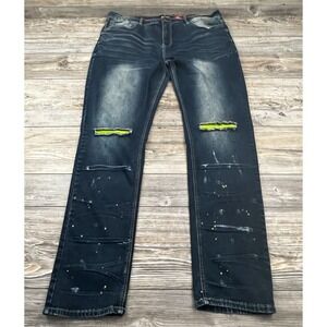 Switch Remarkable Men's Jeans Blue 42x34 Denim Blue Distressed Moto‎ Biker